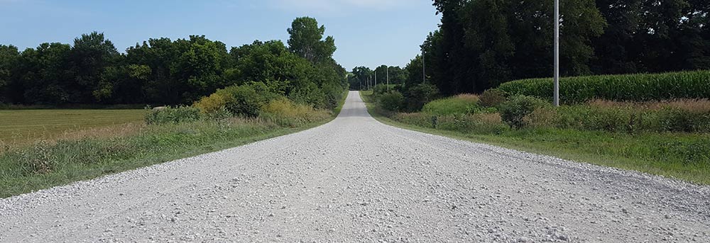 Peaceful country road on a beautiful summer day